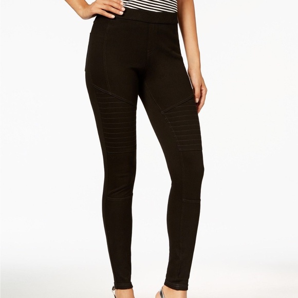 Hue Moto Denim Leggings Black 
